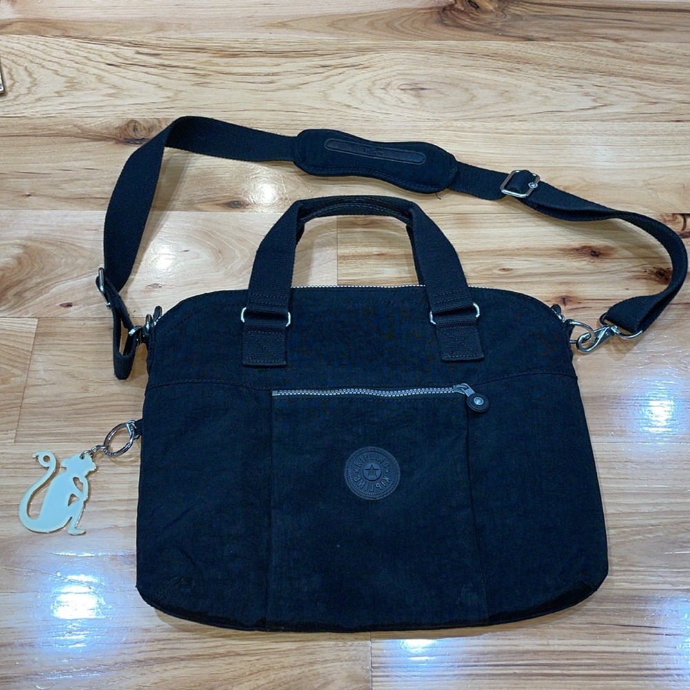 Kipling digifly laptop computer travel bag black crossbody multi compartment